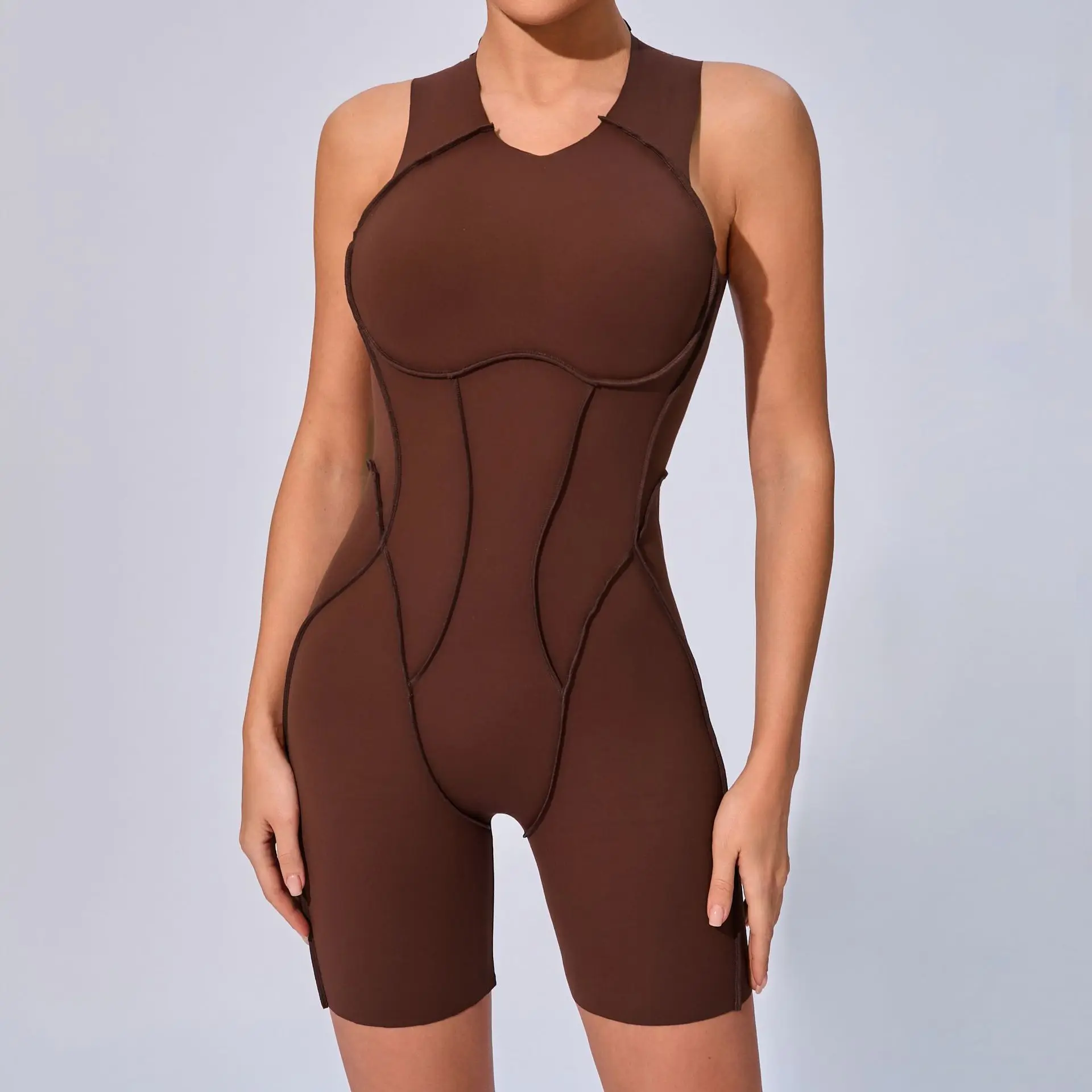 

Women Sports Jumpsuit with Zipper Jogging Suit Pad Gym Bodysuit Yoga Sets Rompers Short Sleeves Fitness Tracksuits