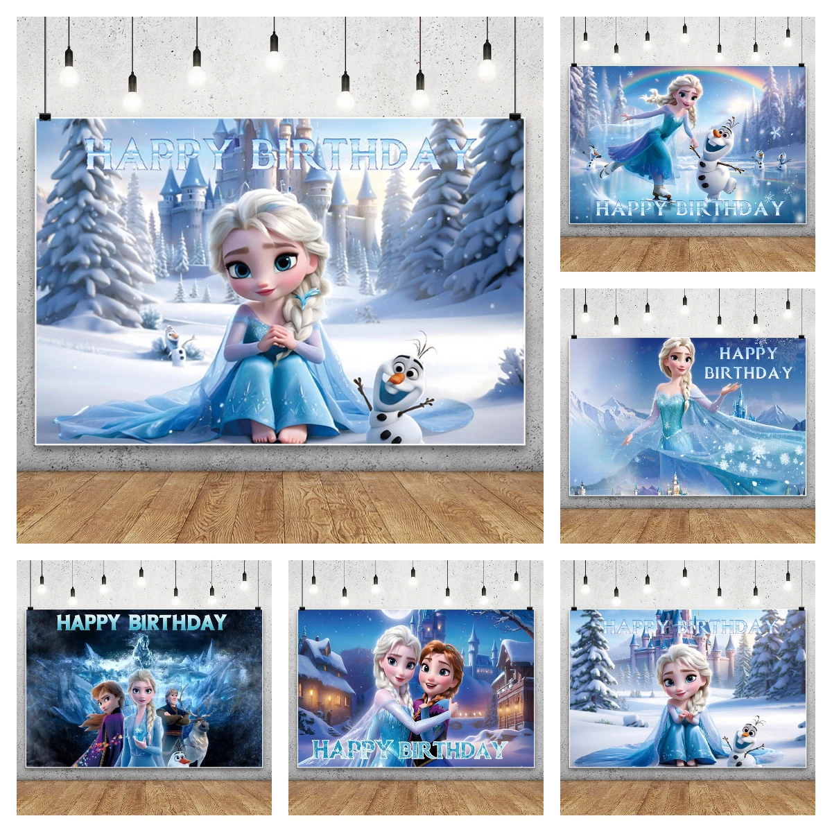 Frozen Snowscape Elsa Anna Background Photography Baby Shower Photo Backdrop Birthday Party Decoration Props Supplies Studio