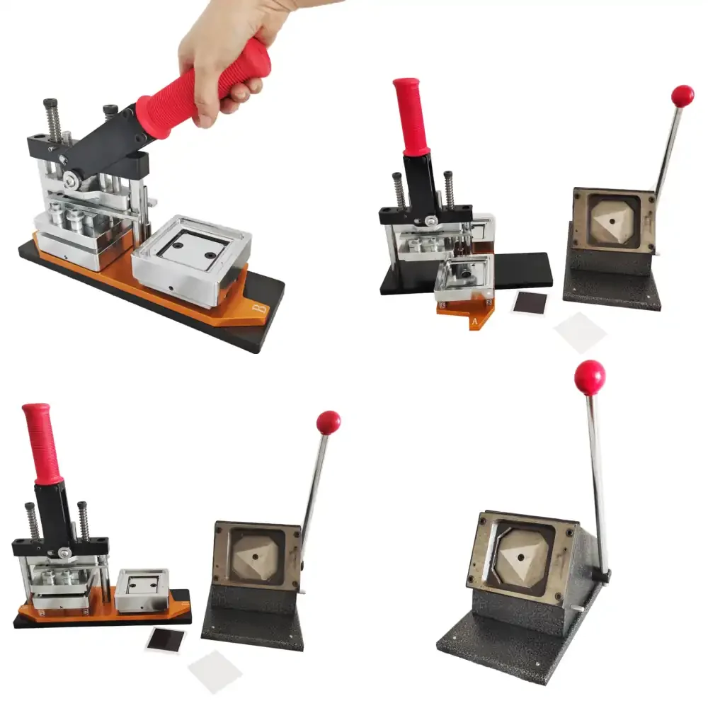 Qwinn 2026Hot sell 50*50 mm 2*2 Inch Tourist Souvenir Tin Square Fridge Magnet Machine Kit Machine Paper Cutter + 1000 Pcs