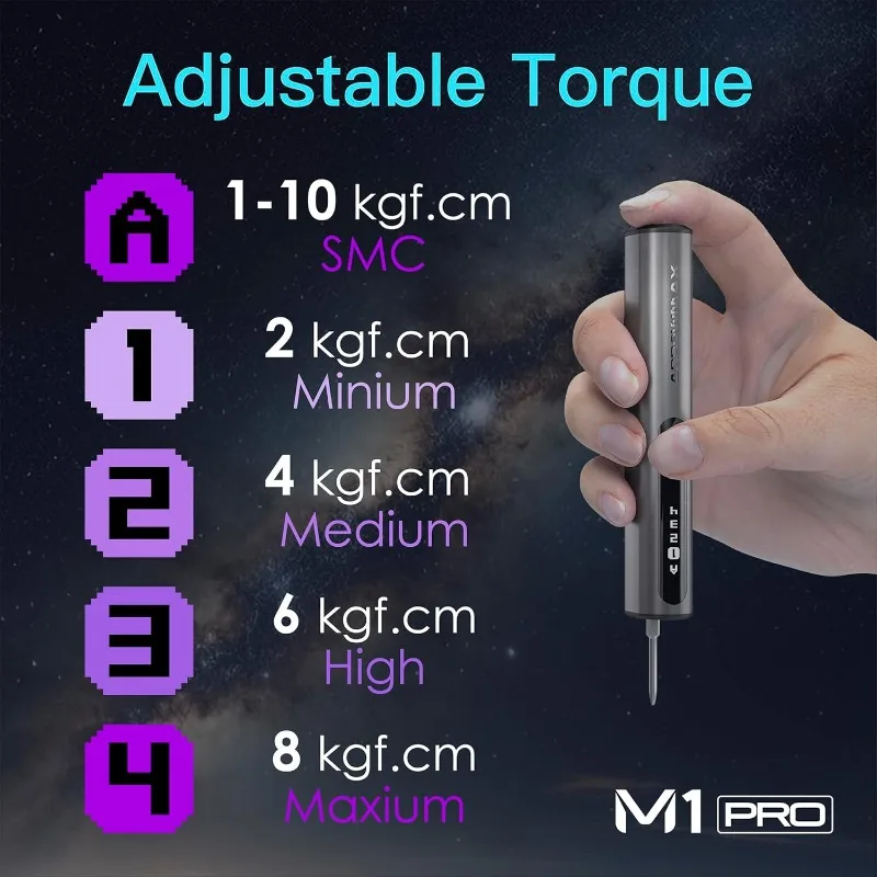 7.4V Mini Electric Screwdriver, 60-in-1 Magnetic Bits, 5 Torque Modes, Precision Electric Screwdriver, Smart Motion Control