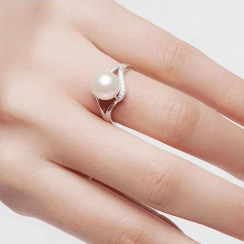مجوهرات لؤلؤ المياه العذبة الطبيعية من ZHBORUINI خواتم فضة إسترليني للنساء خواتم زفاف من الزركون عالية الجودة هدية #5