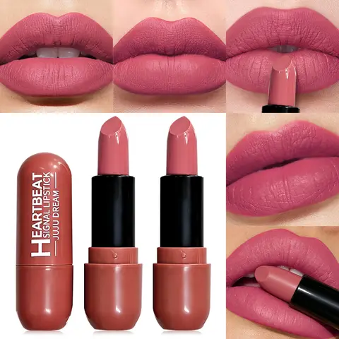 JUJU DREAM 9454 Heart Signal Matte Lipstick Soft Pink Velvet Smooth Waterproof Long Lasting Lightweight Lip Makeup