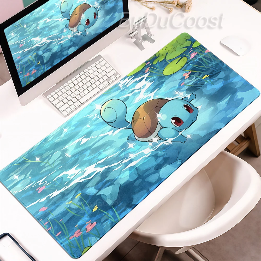 Mauspad, großes Gaming-Zubehör, Computer-Gamer-Tastaturpad, Pokemon Blastoise Squirtle, Laptop-Schreibtischunterlage, Mauspad mit Gummibasis