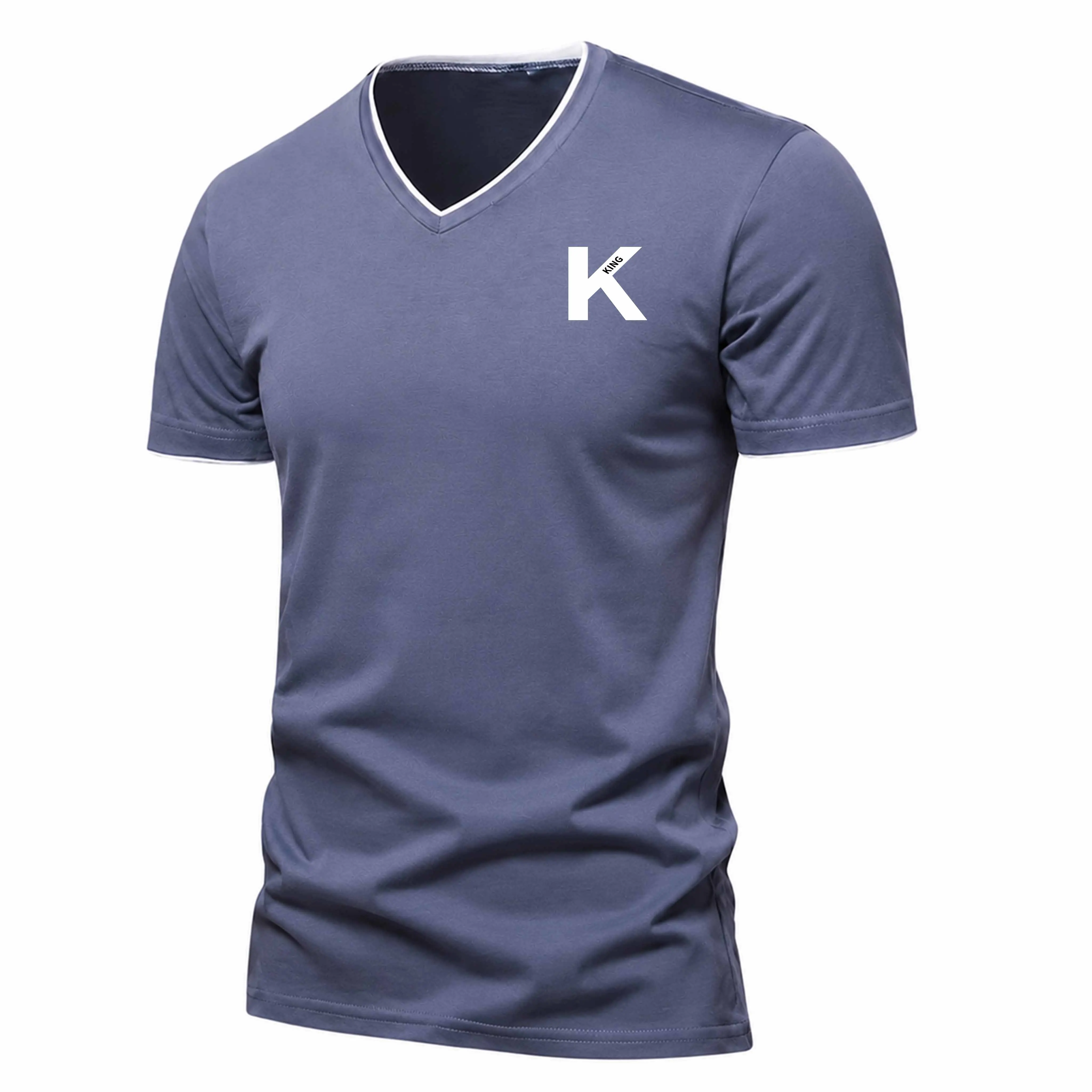 Summer Solid Color V Neck Tshirt for Men, Lightweight Polyester Cool Feeling Athletic Short Sleeve Shirts Daily Wear