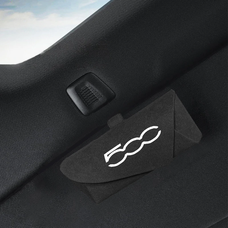 

Car Sunglasses Holder Glasses Case Storage Box Suede Leather For Fiat 500 500C 2012 500X 500L Abarth 695 Auto Interior Accessori