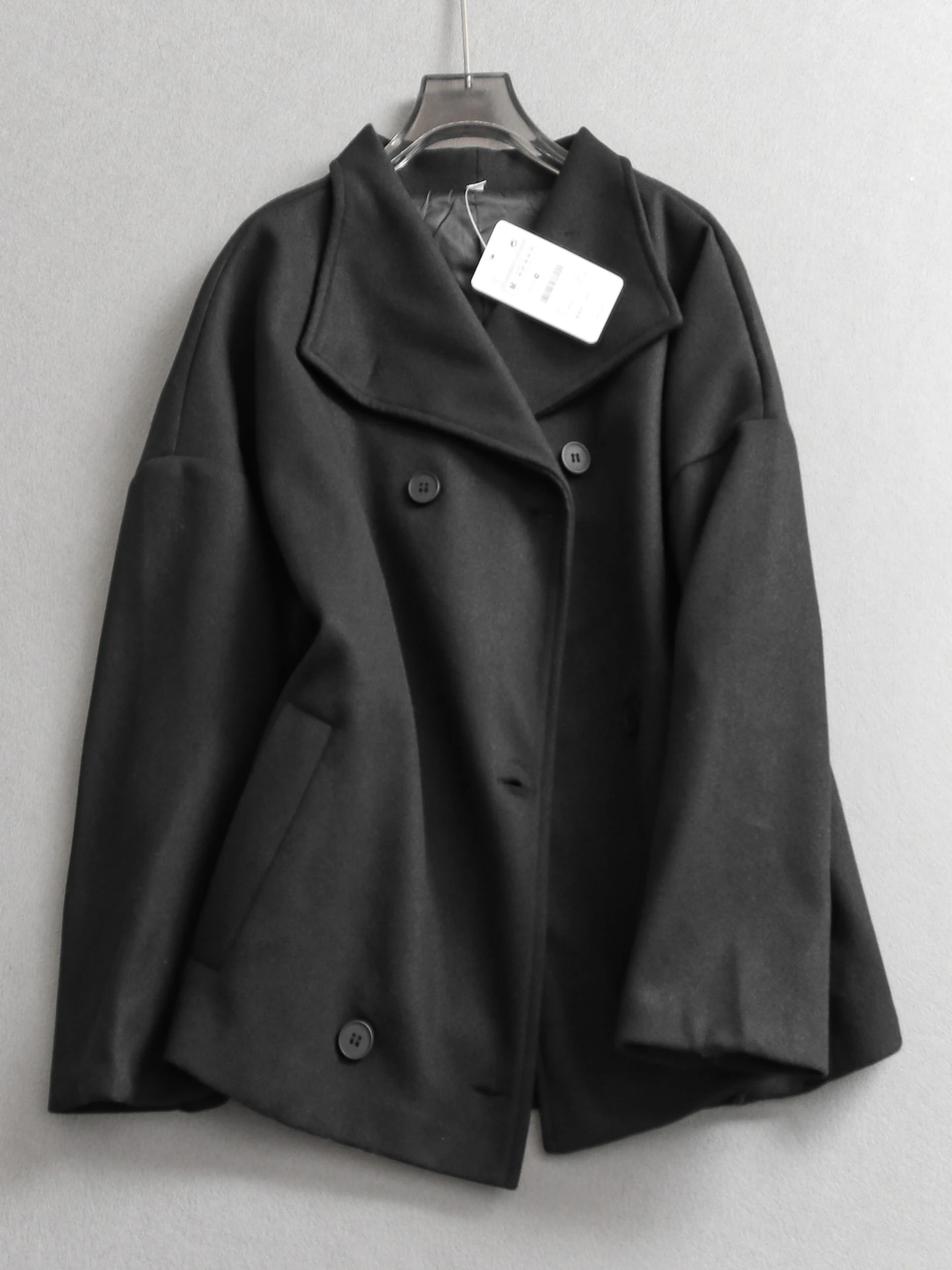 Loose Fit Double Breasted Lapel Long Sleeve Woolen Coat Pure Color Double Row Buttons Winter New Women's Fashion Outerwear