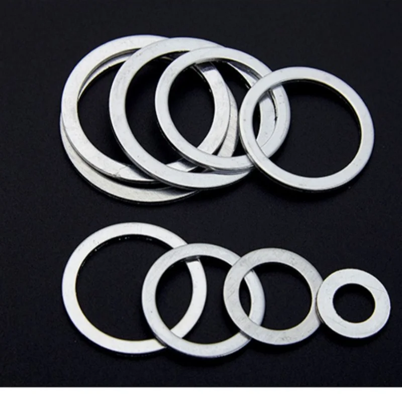 10/50/100pcs Aluminum Flat Washers Sealing Ring Gaskets Plug Oil Seal Fittings M9 M10 M12 M13 M14 Thickness 0.5 1 1.5 2 3 mm