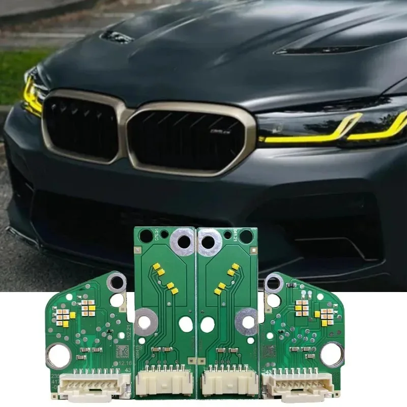 

Желтая светодиодная плата DRL для BMW 5 серии G30 G31 G38 LCI F90 M5 2021 2022 2023, модуль дневных ходовых огней, модификация «ангельские глазки»
