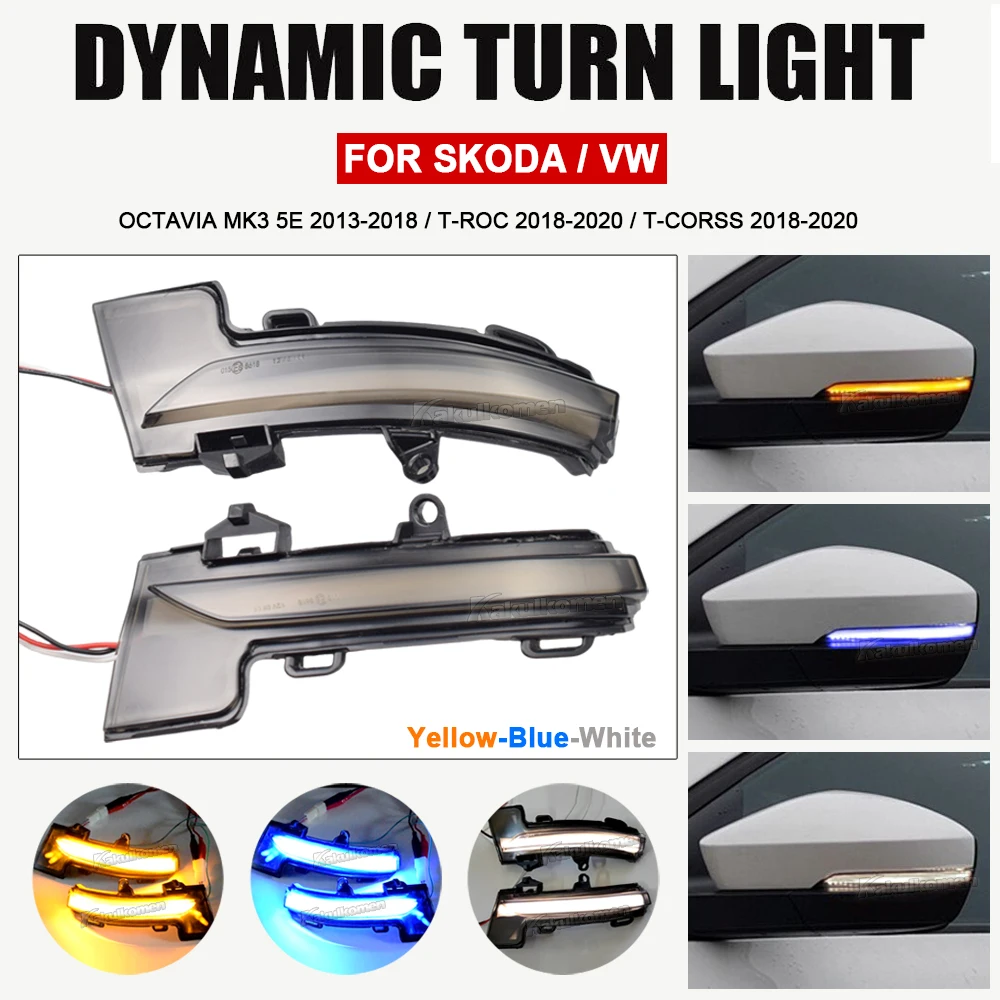 Side Mirror Flasher Indicator For VW T-roc Troc T-cross LED Dynamic Turn Signal Blinker Light For Skoda Octavia 3 Mk3 III A7 5E