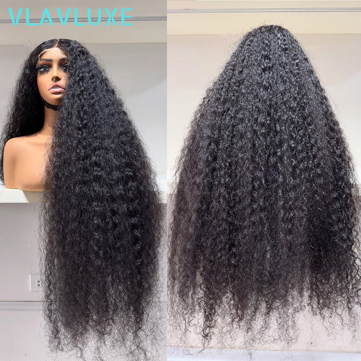 

400% Density Glueless 30 36 Inch Kinky Curly 13x6 HD Transparent Lace Frontal Wig Preplucked Remy Ready To Wear Deep Wave Wigs