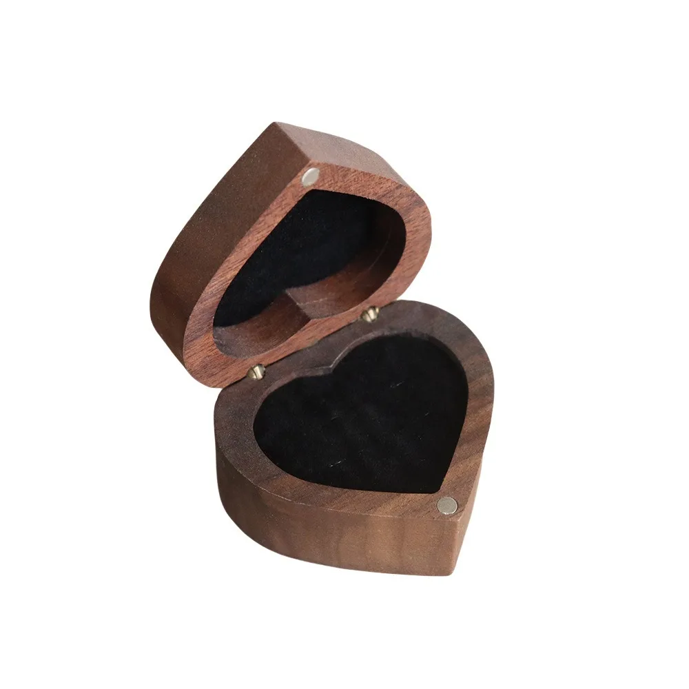 

Портативный держатель для колец в форме сердца с 1/2 слотами, защита от столкновений, коробка для колец из орехового дерева, предложение, упаковочные кольца, коробка для предсказания