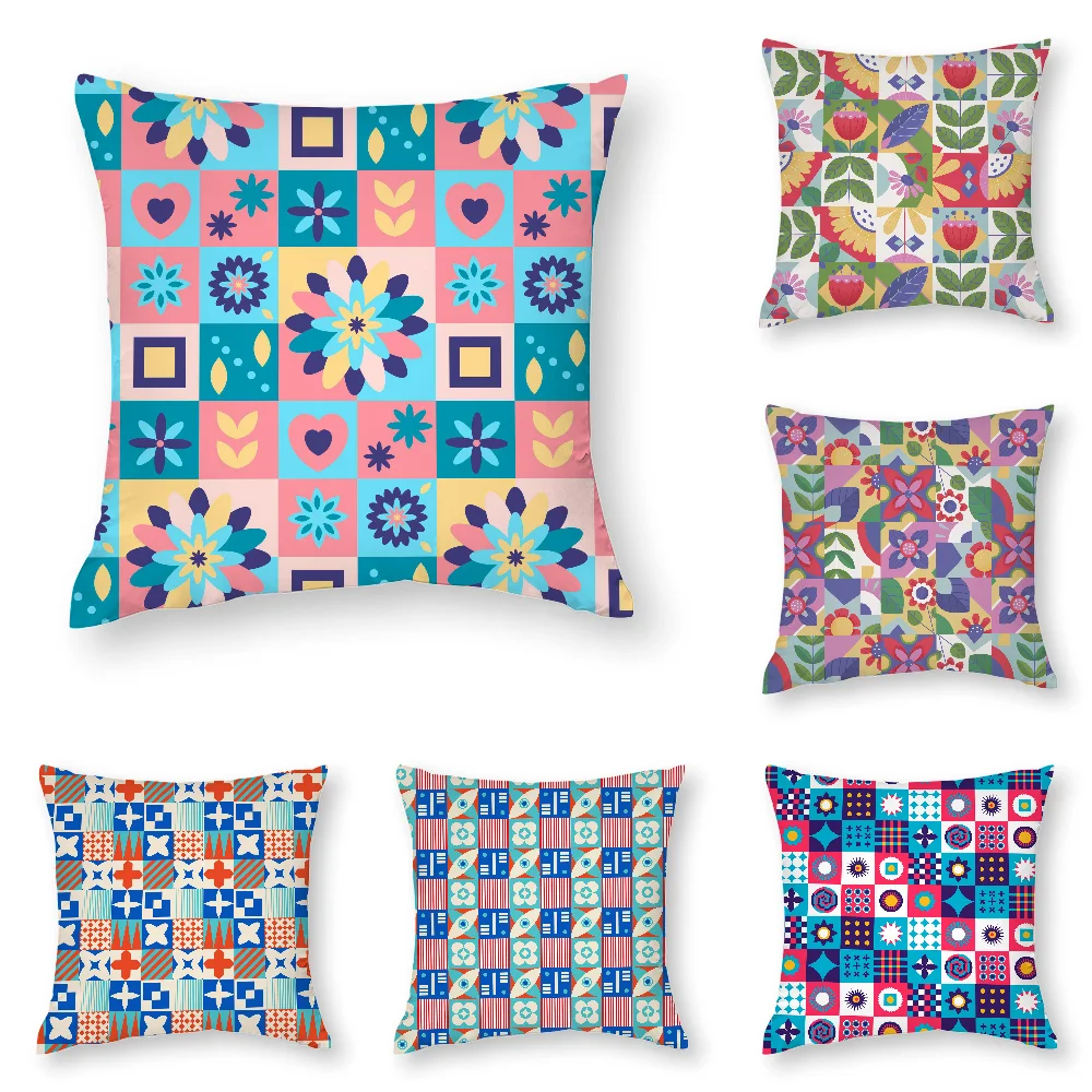 

Flat Geometric Mosaic Pattern Pillow Case 3D Print Polyester Fiber 45*45cm Home Sofa Throw Pillow Cover Decoration Festival Gift