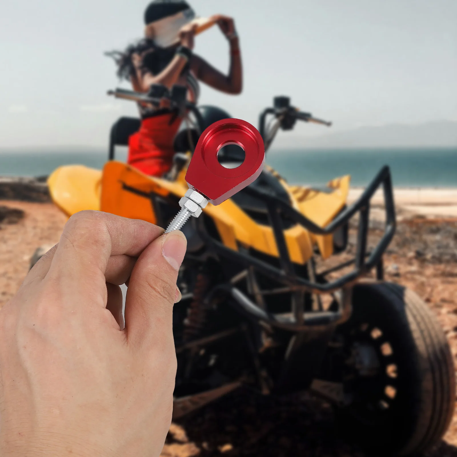 

Chain Adjuster 12mm Red Hole CNC Aluminum Motorcycle ATV Chain Tensioner Tool Supplies Durable Easy Installation Off road Bike