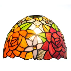 1pc Replacement Retro Wall Lamp Shade, Modern Bedroom Dining Table Room Decoration Lamp, Stained Glass rose Lampshade