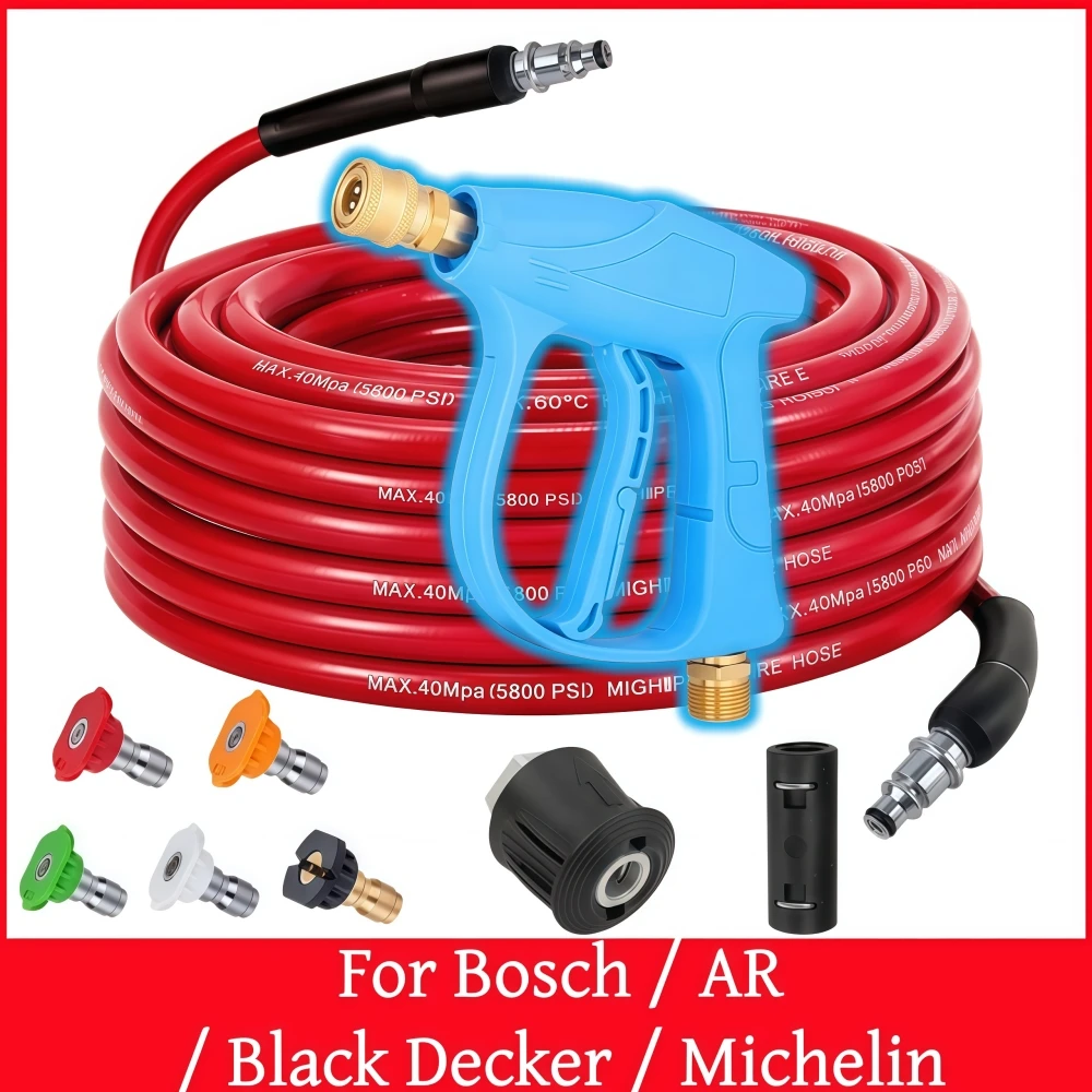 5~20Meters High Pressure Cleaning Machine Hose 5800PSI Super Flexible Hose Car Wash Water Cleaning Extension Hose For Bosch AR
