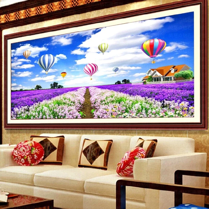 DIY full Diamond Embroidery,Round Diamond Lavender landscape Living room decoration rhinestone beads Diamond painting