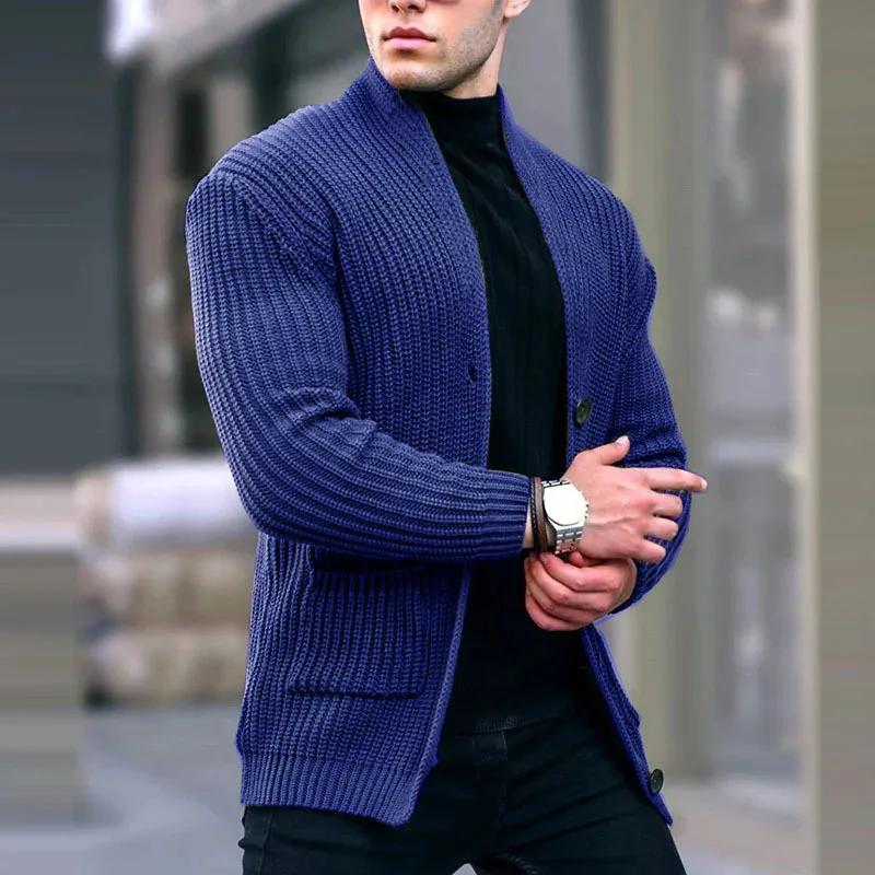 Men Casual Knitting Cardigan Autumn Winter Sweater Coats Solid Long Sleeve Male Jacket Daily Style Pocket Streetwear Tracksuits