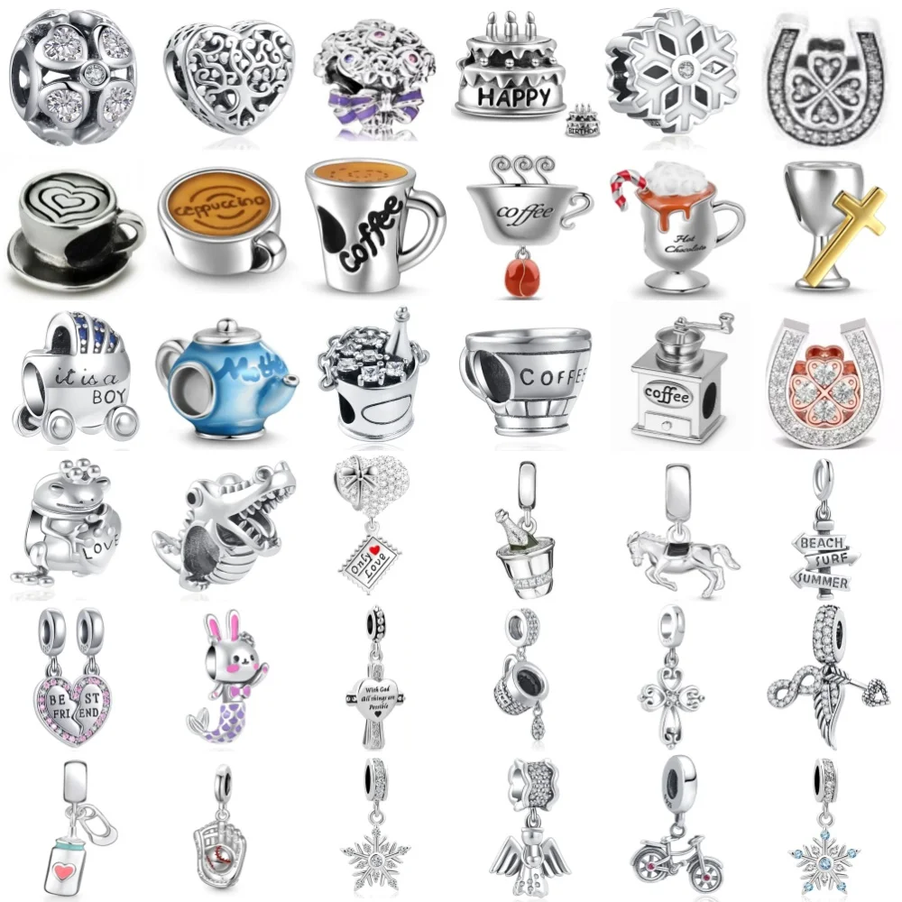 

Лидер продаж, серебро 925 пробы, торт, бусины для чашек, лошадь, подвеска в виде снежинки, европейский оригинальный браслет, аксессуары для самостоятельного изготовления, нежные ювелирные изделия ﻿