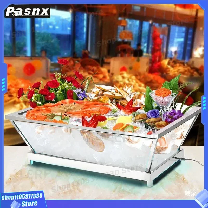 Commercial Acrylic Seafood Ice Display Stand for Hotel Buffet Sashimi Salmon Fruit Beverage Tray Large Capacity Chilled