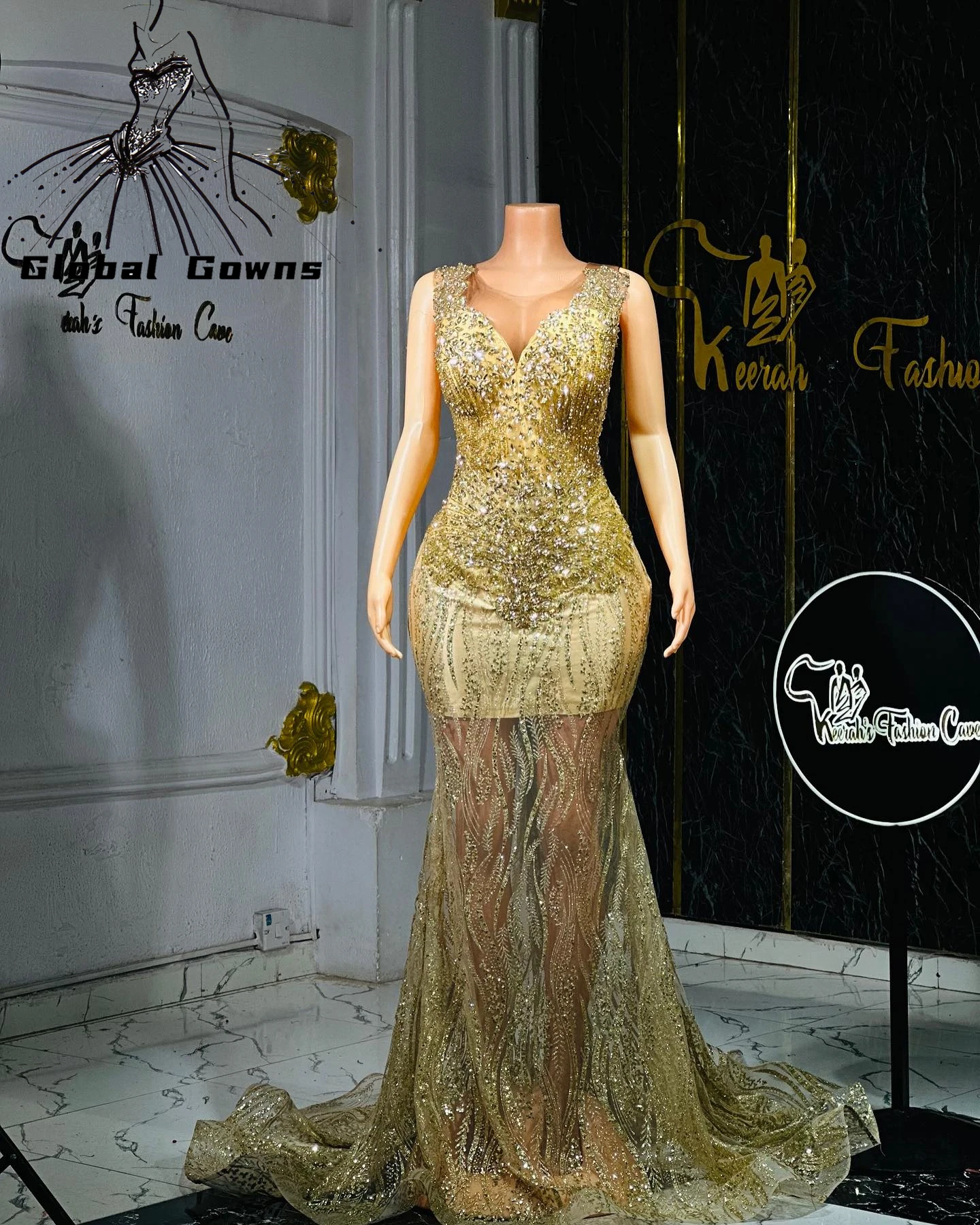 

Sparkly Gold Diamonds Long Prom Dresses 2025 Sparkly Beads Crystal Sequins Birthday Party Gown Wedding Reception Robe Customized