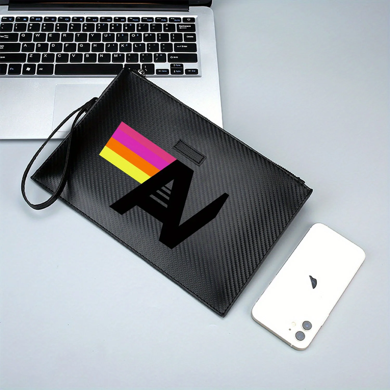 المشارب، مجردة، مشرق، اللون، التصميم، نابضة بالحياة الأنيقة المطبوعة بو حقيبة يد رجالية عصرية وعملية للحمل اليومي #2