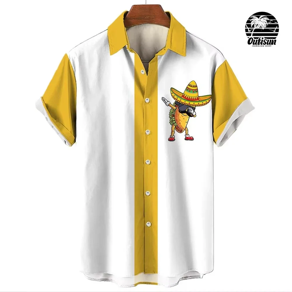 Summer New Hawaiian Shirts for Men Casual Button Down Short Sleeve Unisex Striped 3D Print Summer Beach High-end and Exquisite