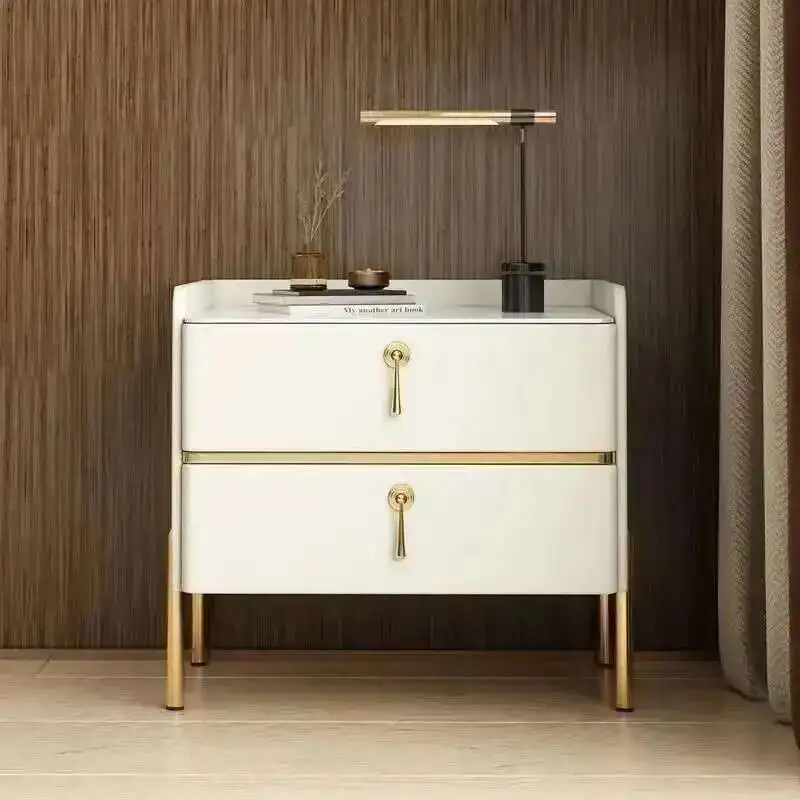 

Bed Bedside Italian Board Light Cabinet Luxury Bedroom Household Modern Bedroom Household Leather Bedside Cabinet Bedside Cabine