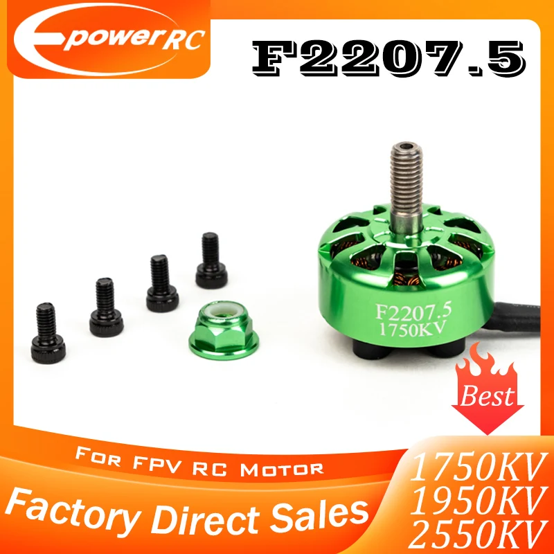 

E-powerRC F2207.5 2207.5 1750KV 1950KV 2550KV 4-6S Lipo Brushless Motor Colorful Green For FPV 5inch Aircraft Drones Motors Part