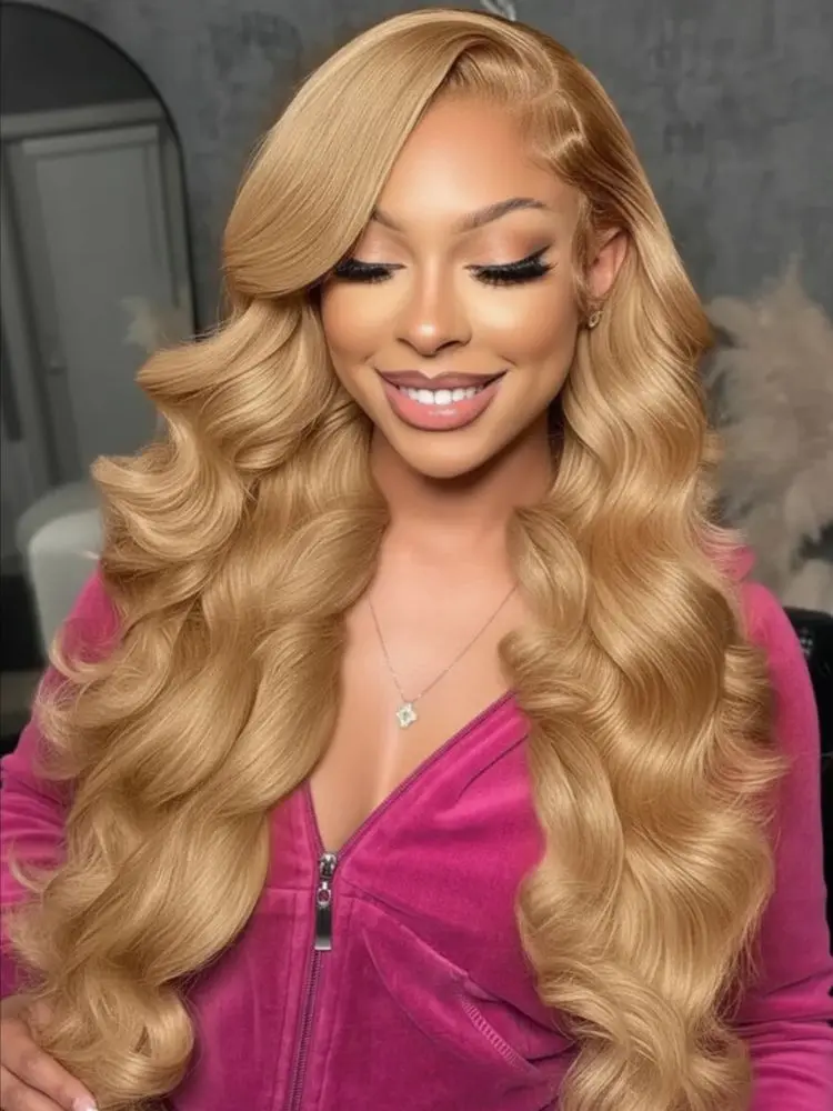 

30 32inch 27 Honey Blonde Body Wave Wig Human Hair 13x6 Transparent Hd Lace Frontal Wig For Women 250 Density Brazilian Wigs