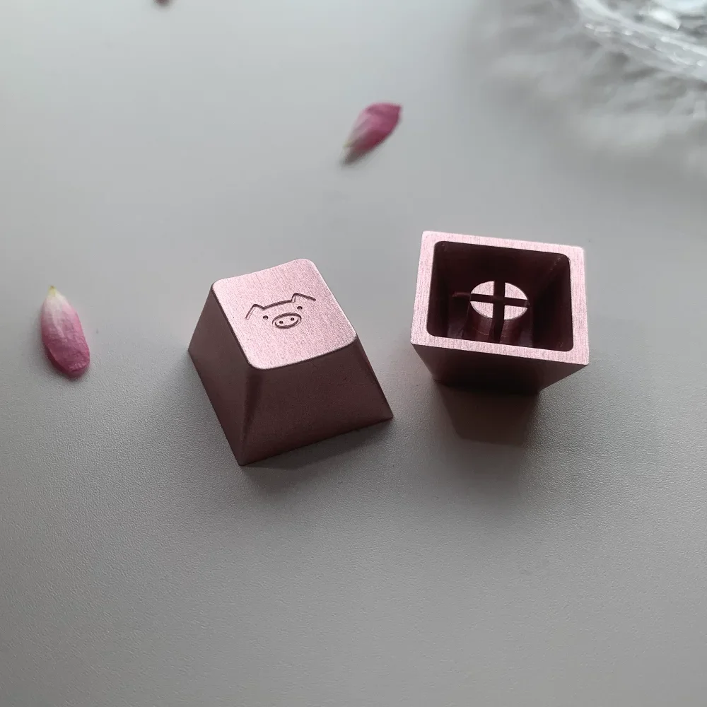 Pink Piggy Aluminum Alloy Keycap Personalized Metal Keycaps Cherry Profile R4 Cute Pig Mechanical Keyboard ESC Key Cap 1pc