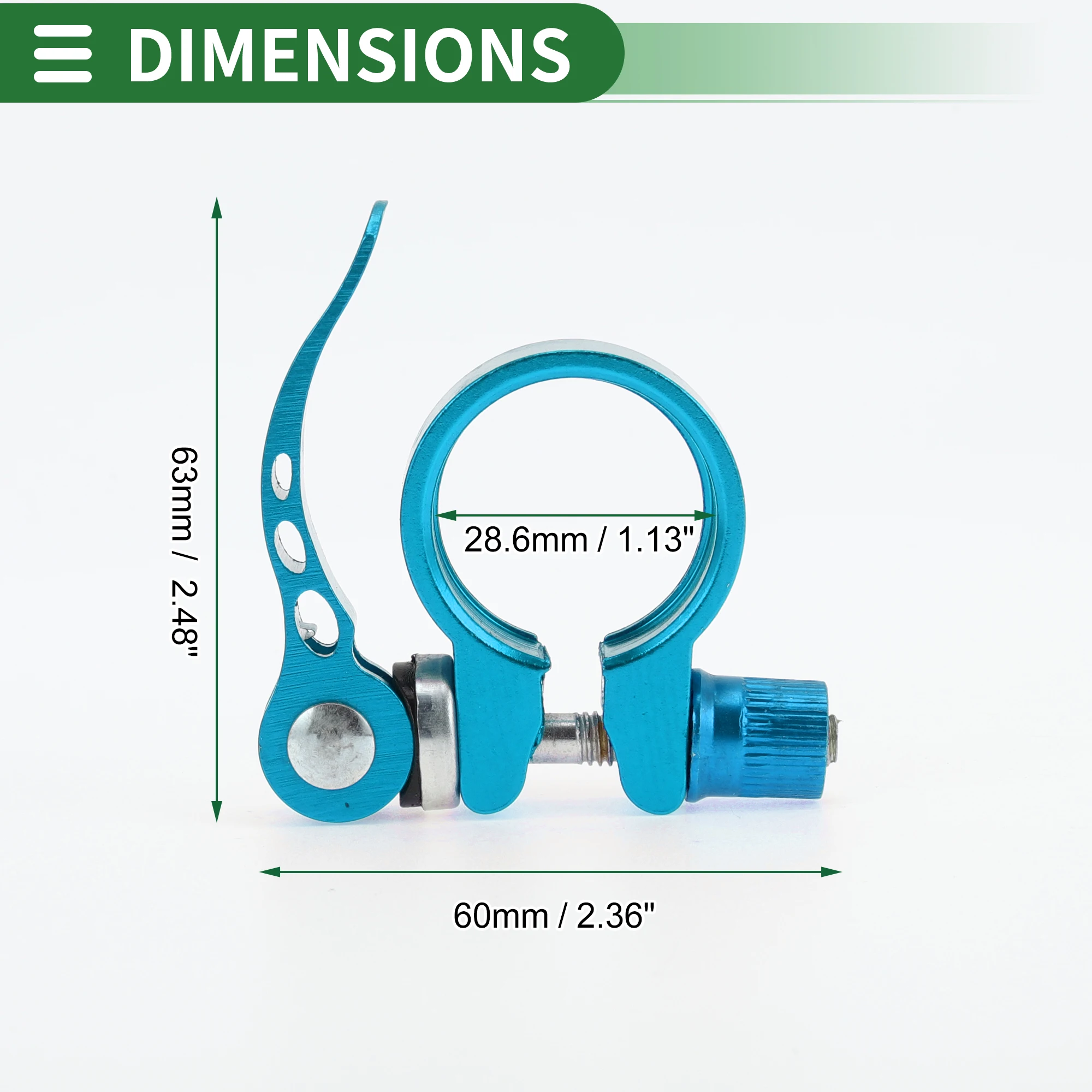 X Autohaux Universal Bike Bike Seat Post Clamp Seatpost Collar، 28.6 مم، إطلاق سريع، سبائك الألومنيوم، أزرق