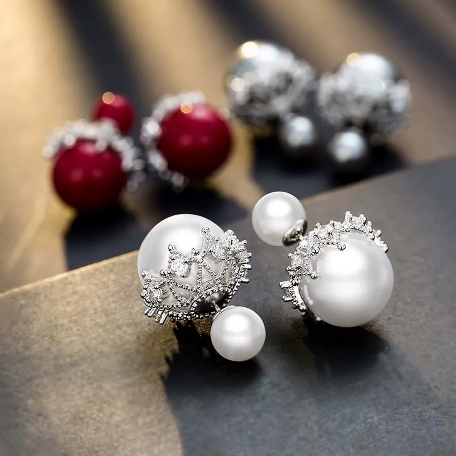 

Summer Fashion Earrings Imitation Pearl Inlaid Rhinestones Earring Elegant Jewelry for Women's Fashion Beach Party ear Stud