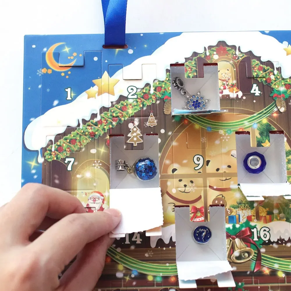 Calendario de Adviento de Navidad 2025, caja de regalo creativa DIY, muñeco de nieve, pulsera de Papá Noel, caja de calendario de cuenta atrás para