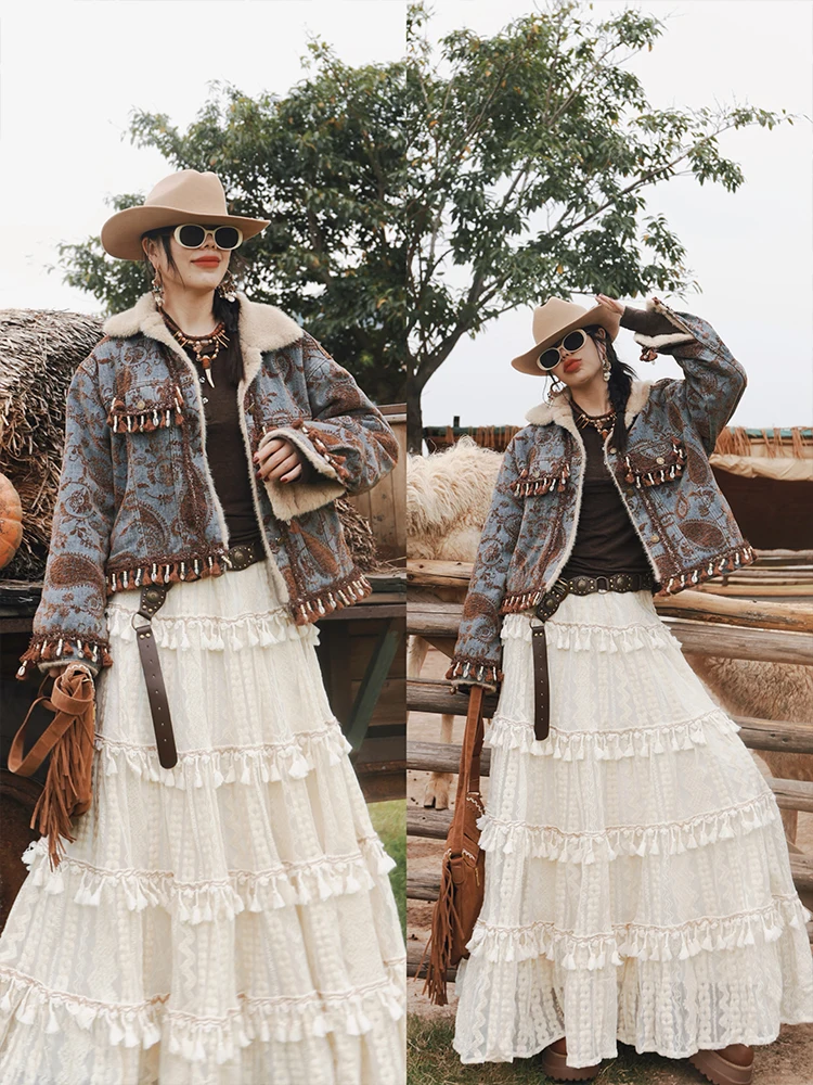 TIYIHAILEY الشتاء النساء ملابس خارجية معاطف الدنيم جاكيت من الصوف شرابات الدافئة سميكة عالية الجودة جديد 2025 الجاكار رفض طوق