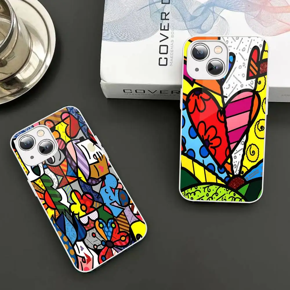 

Colors R-Romero B-Britto Art For IPhone 14 13 12 Mini 11 Pro XS Max X XR 14 Plus Tempered Glass Cover