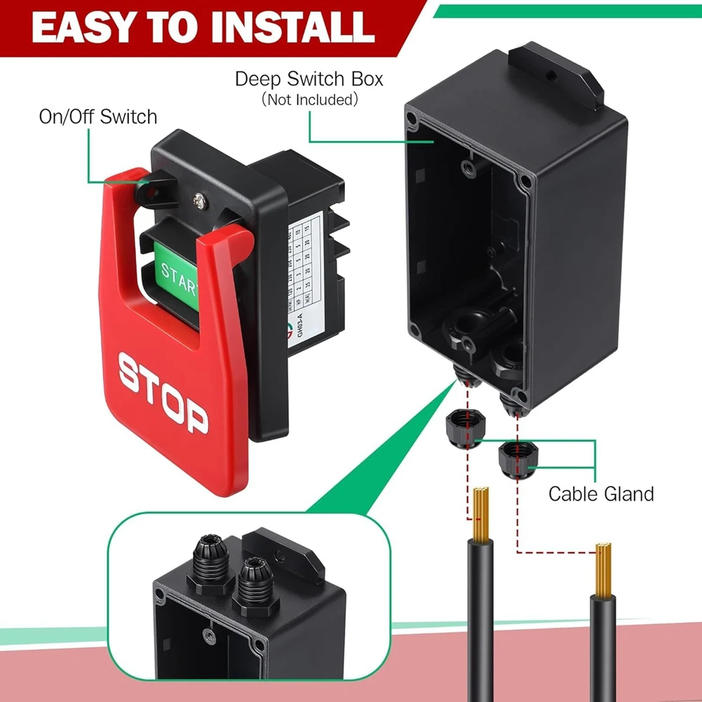 A36T-Safety Paddle Switches With Large Stop Sign Paddle, 2 Set Single Phase Switch, Efficient On-Off Operation, Easy Contact Des