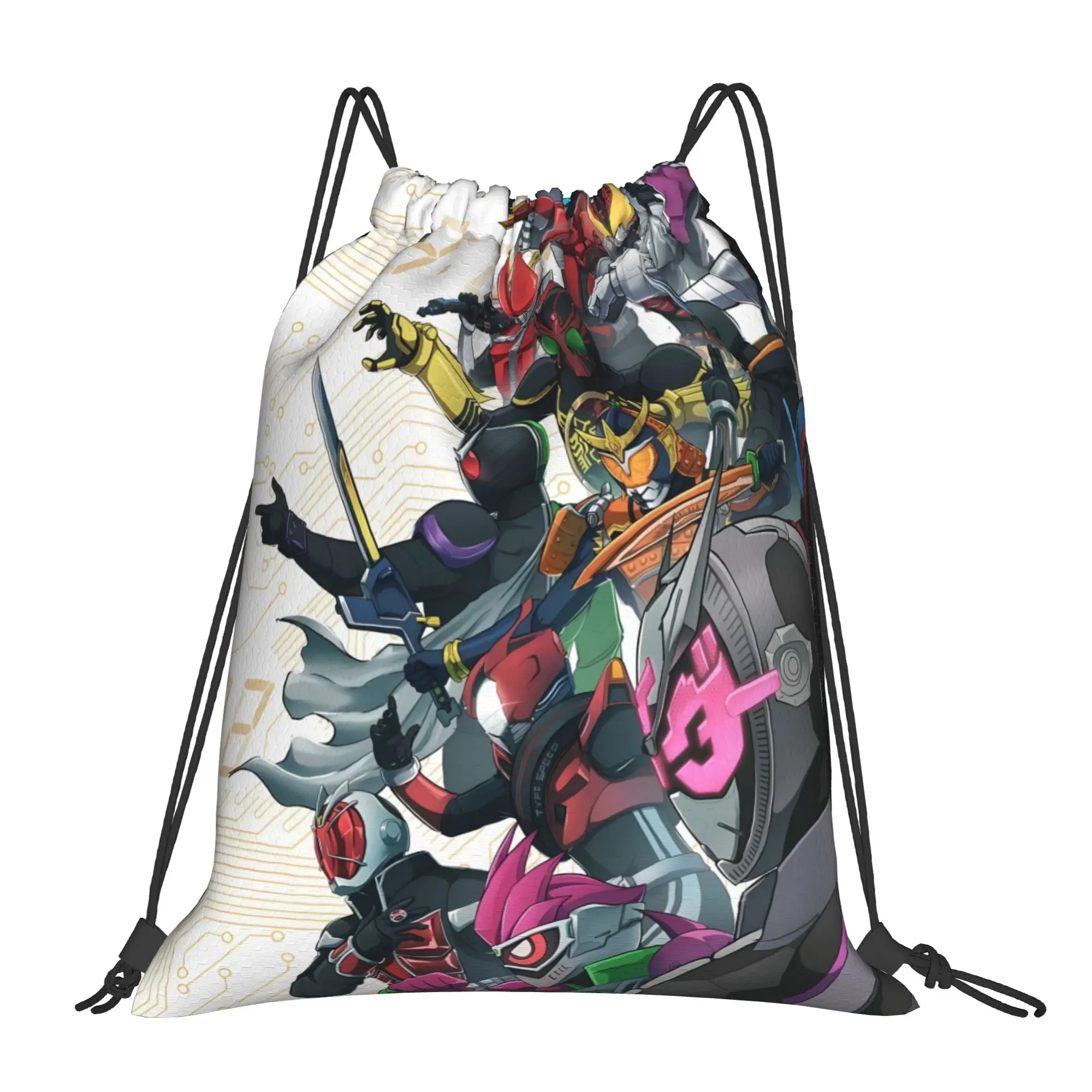 1 pc Heisei Riders Unite Kamen Rider Anime Drawstring Bags Travel Unisex Storage Bag