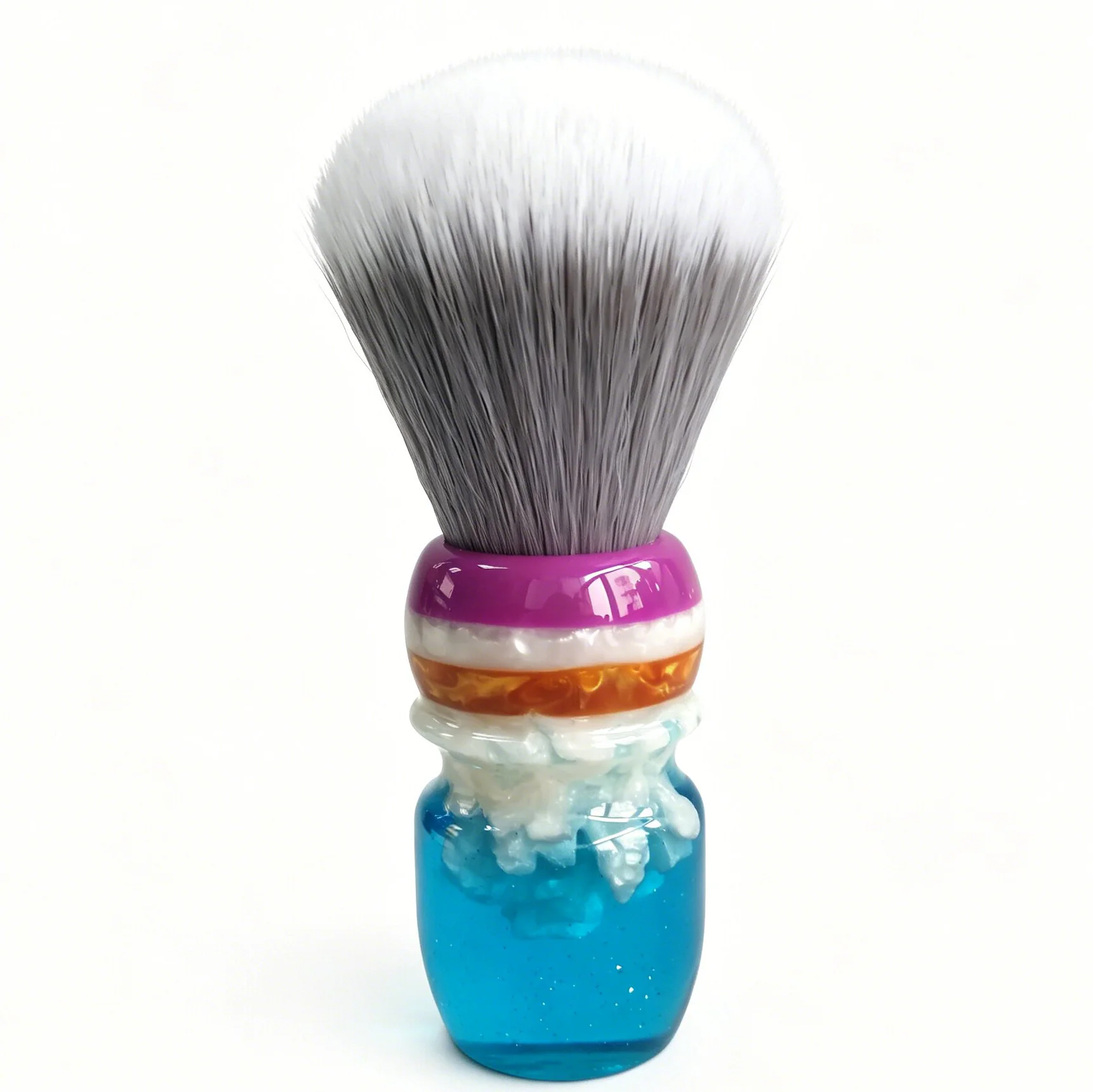 dscosmetic-coral-grey-synthetic-hair-shaving-brush-with-resin-handle-for-man-wet-shaving