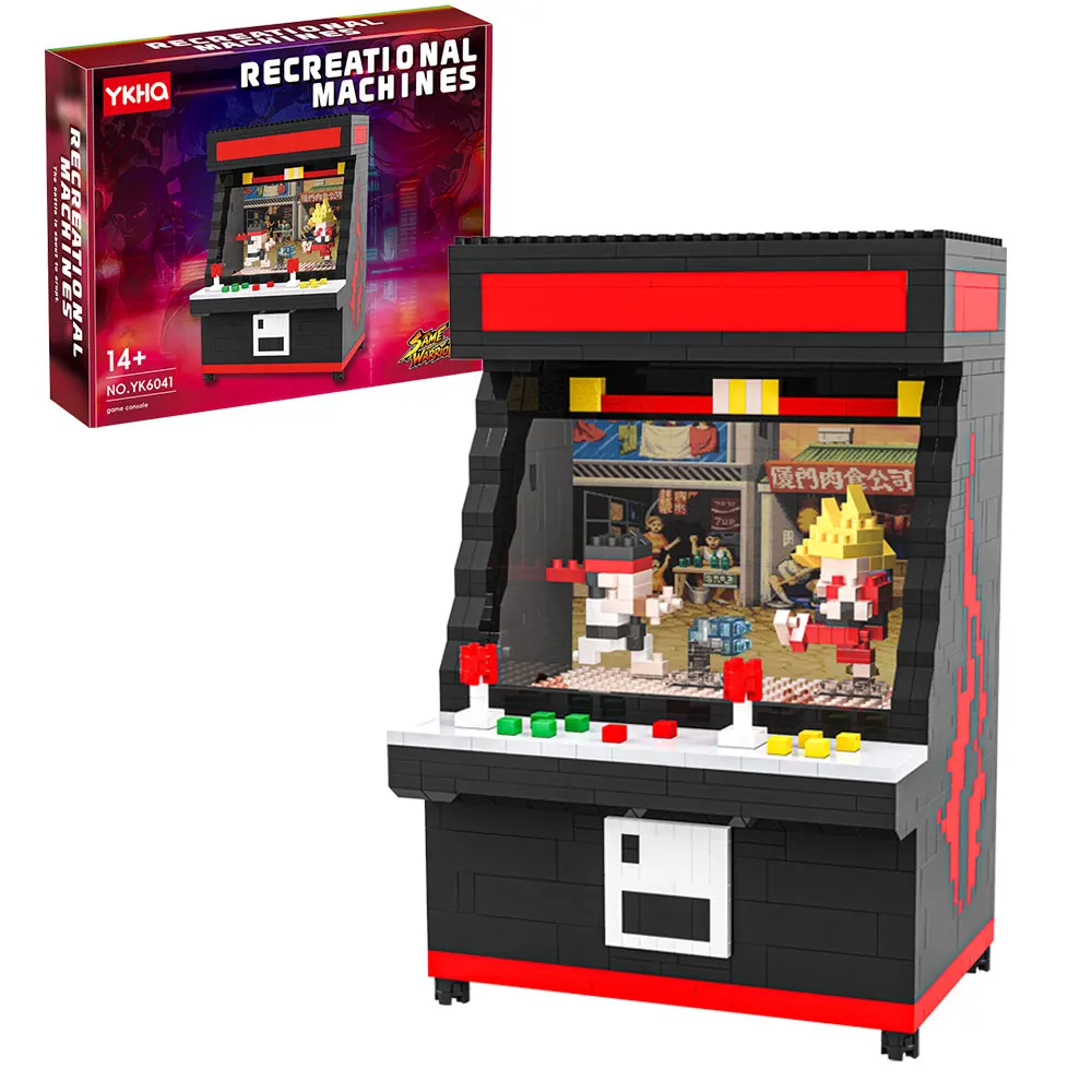 

837PCS Classic Retro Arcade Machine Building Blocks Set Fighting Game Cabinet Model with Mini Figures Nostalgic Toy for Adults