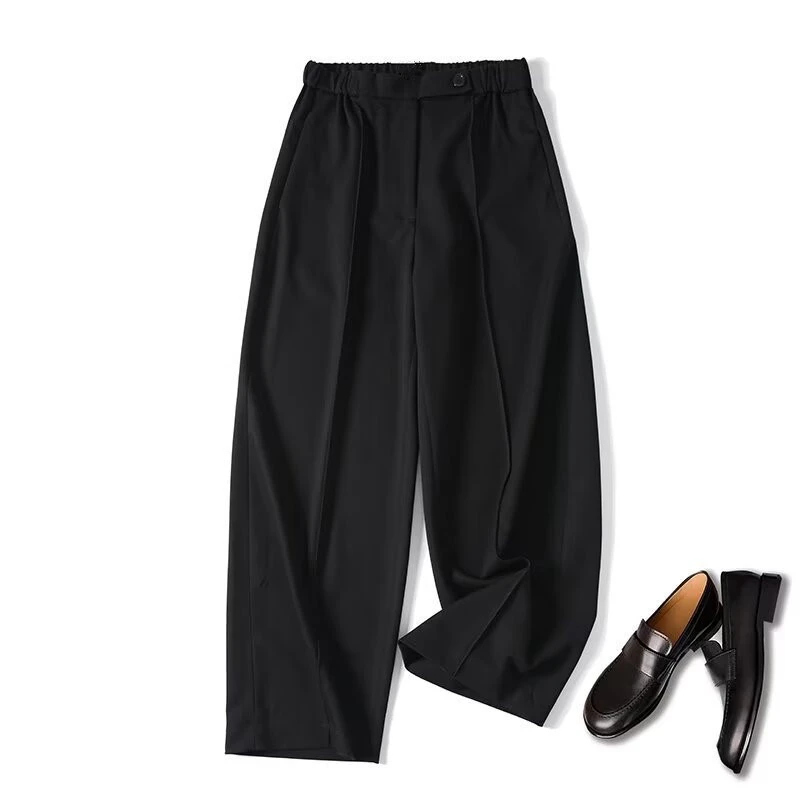 Maxdutti Minimalist Women's Fashion Casual Versatile Slimming Silhouette Curved Knife Pants Black Casual Pants Woman Clothes