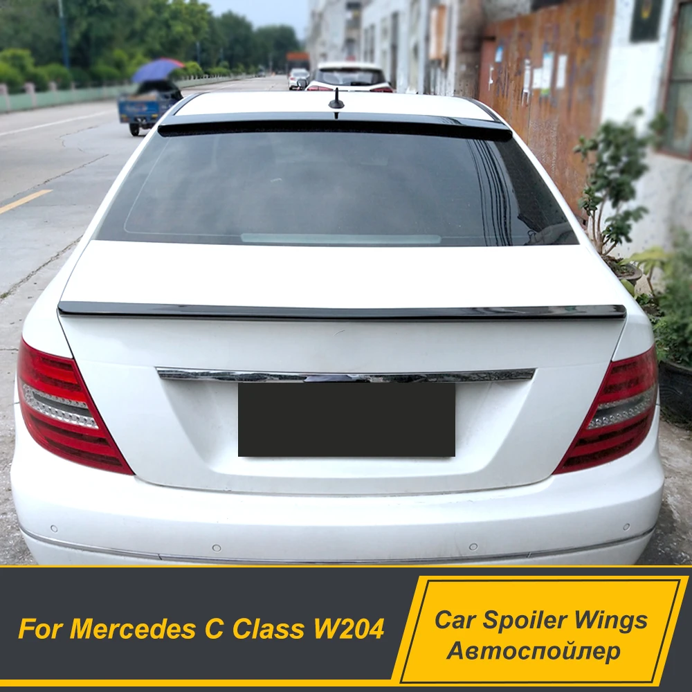 For Mercedes C -Class W204 Rear Roof Window Rear Trunk Lid Duck Car Spoiler Wings ABS External Adjustment Decoration Accessories