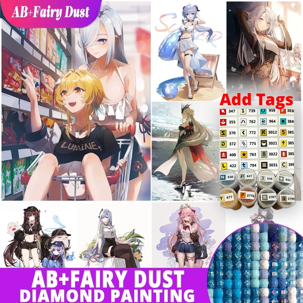 

Fairy Dust AB поставляется с наклейками DMC Новая игра Genshin Impact Аниме Алмазная картина 5D DIY Вышивка Искусство Мозаика Вышивка крестиком K