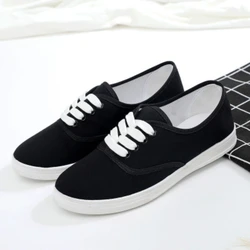 2024 spring Loafers canvas Shoe Sneakers For Women Shoes Breathable Women's Casual Shoes Lace up Solid color Woman Shoes 35-41