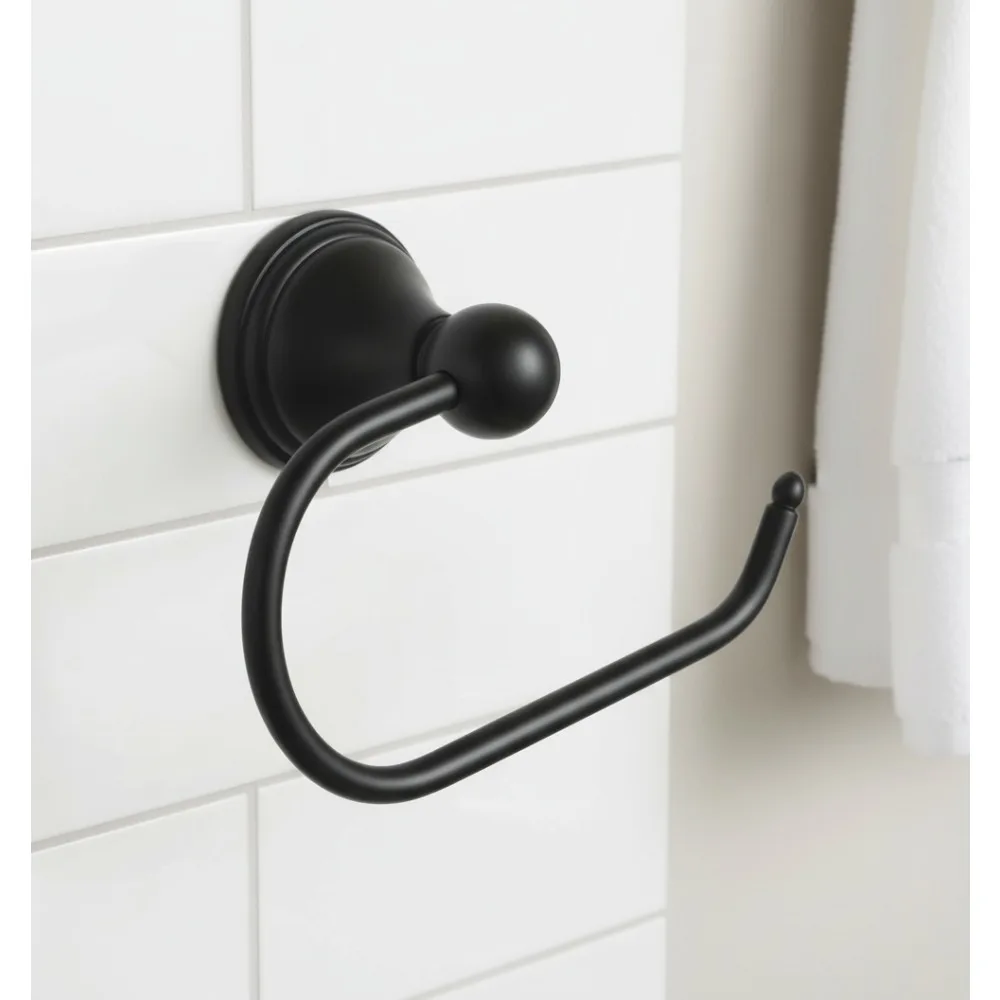 

Modern Matte Black Paper Towel Holder with Easy Installation - Kitchen & Bathroom Organizer