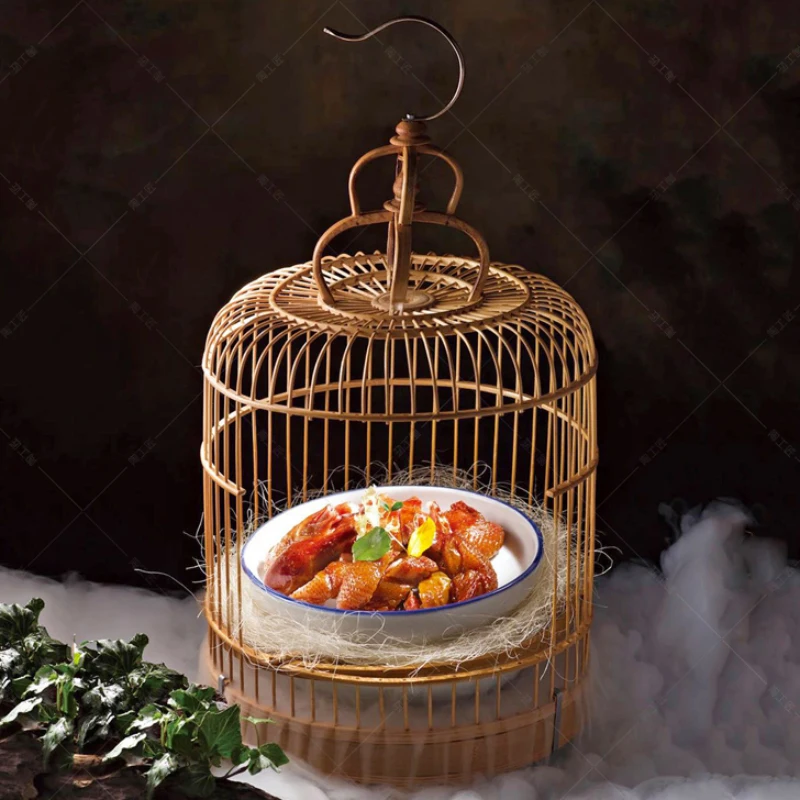 

Bird Cage Farm Decoration Table Open-End Tableware Fashion Theme Restaurant Dessert Basket Hotel Bamboo Squab Plate