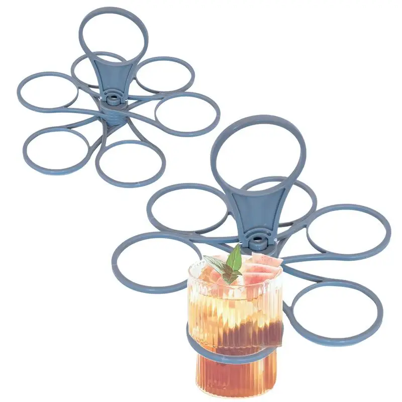 

2Pcs Foldable Rotating 6 in 1 Drink Carrier Bracket Convenient Foldable Carrier Cup Holder Coffee Milk Tea Beer Beverage Holder