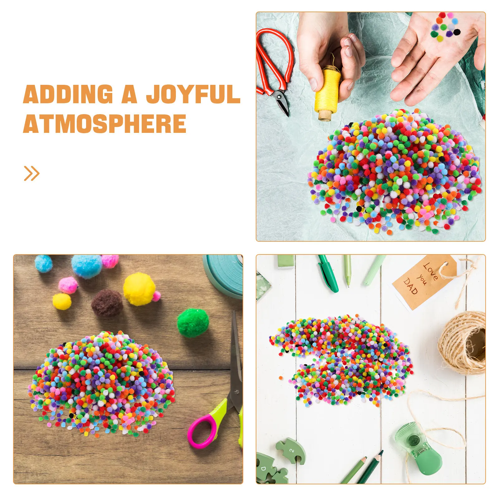 2000Pcs Assorted 8Mm Colorful Pom Poms for Crafts Tiny Craft Balls Holiday Wreath Garland Making Christmas Ornament Decoration view 5