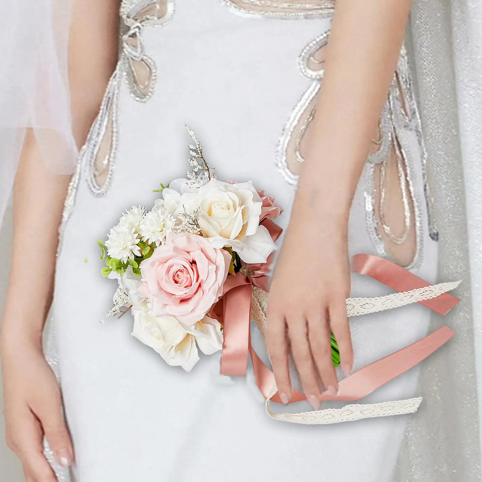 

Свадебный букет невесты с лентой, аксессуары для свадьбы, букет подружки невесты для вечеринки, подарки на годовщину, центральное украшение для церемонии