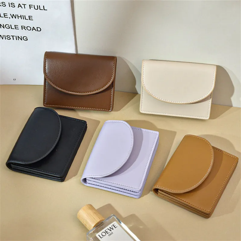 Solid Color Women Short Wallets Female Fashion PU Leather Hasp Small Purses Money Coin Bag Mini Clutch Card Holder for Girls