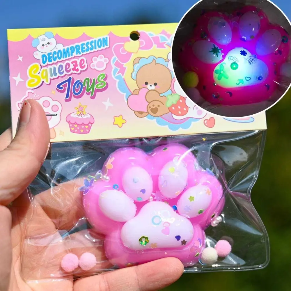 Nette Kneten Glow Katze Pfote Squeeze Spielzeug Silikon Weiche Katze Pfote Zappeln Spielzeug Cartoon Bunte Katze Pfote Prise Spielzeug Praktische Witze